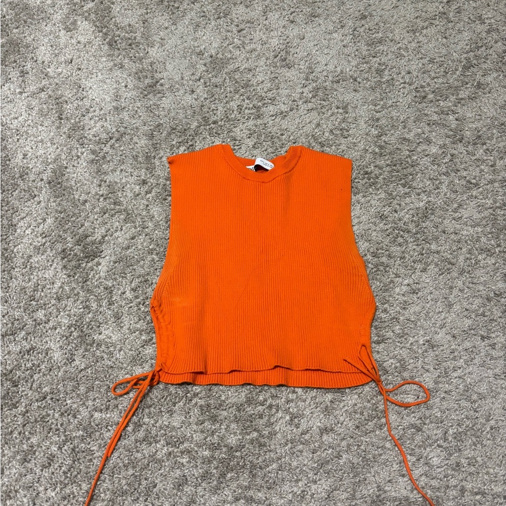 Zara Vibrant Orange Knit Crop Top